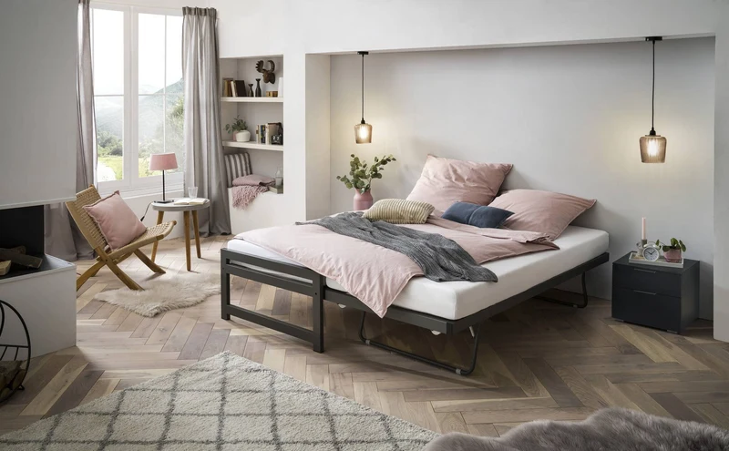 Hasena Gästebett Monument Anthrazit ausklappbar auf 180 cm