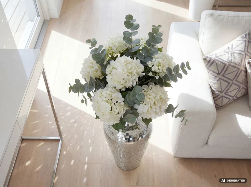 Bodenvase Mosaik Silber 50 cm – XL Standvase im Disco-Kugel-Design