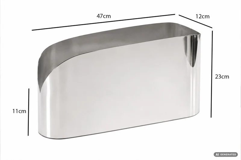 Flaschenkühler Silber 47 cm, ovaler Wein- & Sektkühler Stahl Handmade