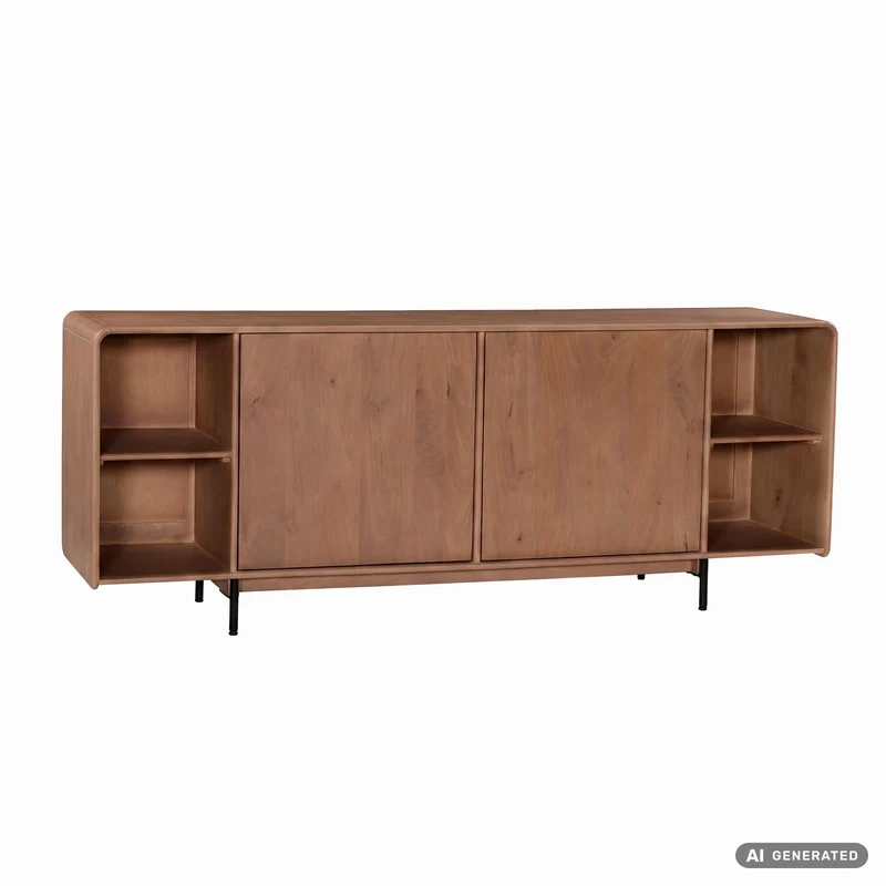 Sideboard Mango 180cm Massivholz mit Push-to-Open, Wohnzimmer-Anrichte