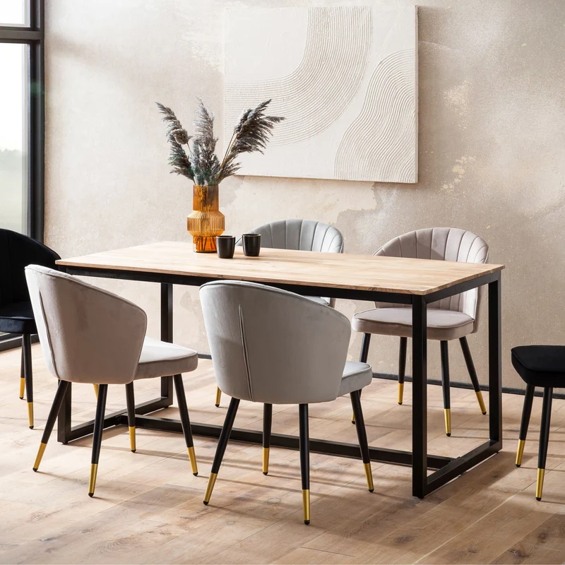 Esstisch 120x60x76cm Akazie Massivholz Metallbeine Industrial Loft