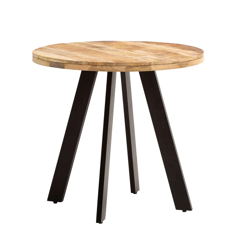 Esszimmertisch Mango Massivholz 80x80x75cm Metallbeine Rund Modern