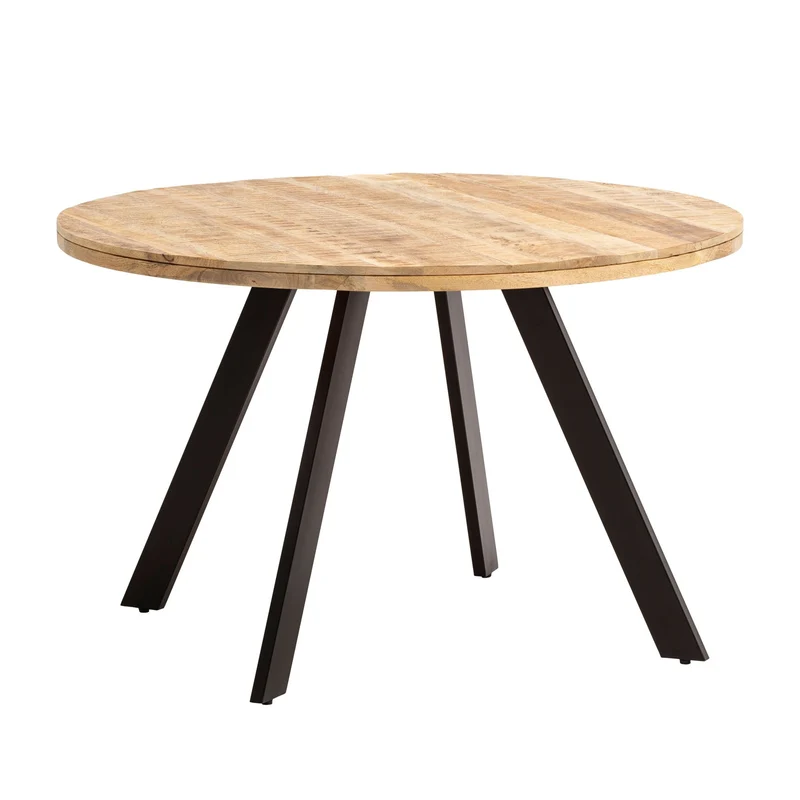 Esstisch Mango Massivholz 120x120cm Rund Metallbeine Modern