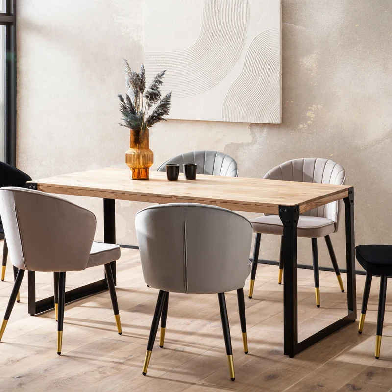 Esszimmertisch 180x90 Akazie Massivholz Metallbeine Industrial Stil