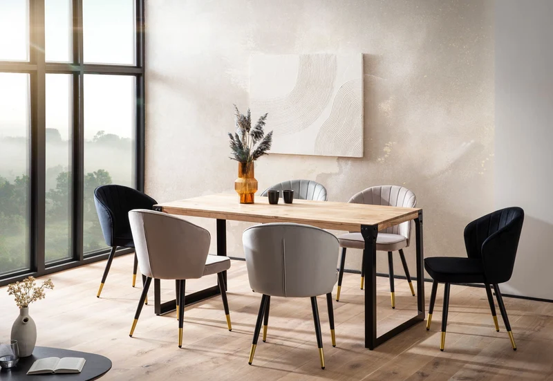 Esszimmertisch 180x90 Akazie Massivholz Metallbeine Industrial Stil