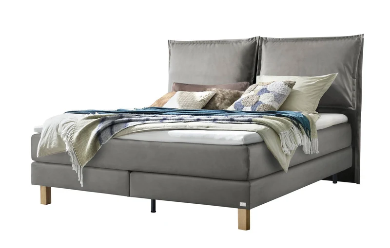 Hasena Boxspringbett Bonita in Eiche bright mit Bezug Monet steel