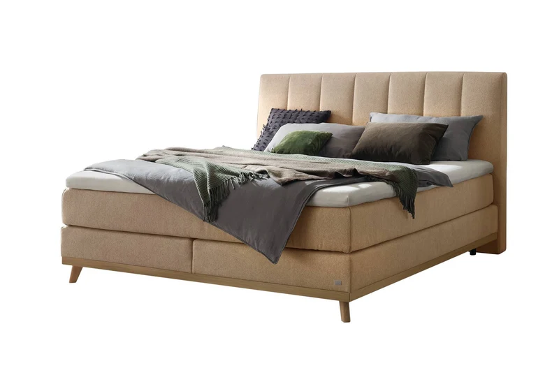 Hasena Boxspringbett Stefania, Eiche bright mit Steppkopfteil in Pace Sand