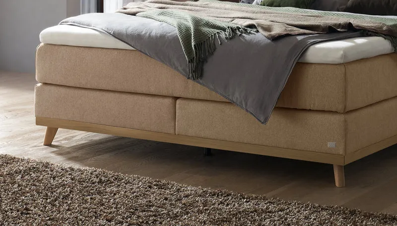 Hasena Boxspringbett Stefania, Eiche bright mit Steppkopfteil in Pace Sand