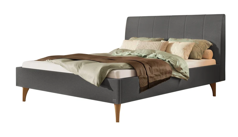 Hasena Polsterbett Elisa in Eiche bright mit Bezug Pace grey
