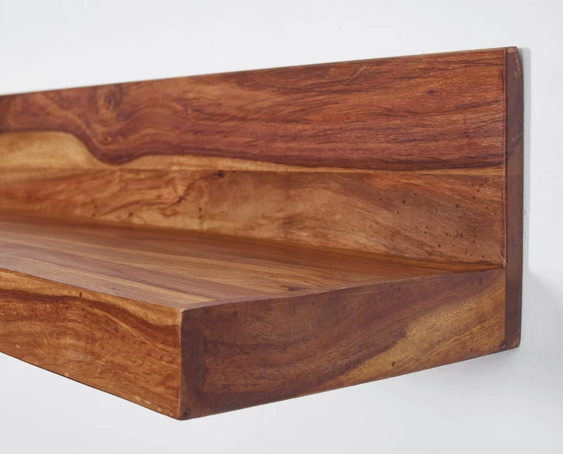 Wandregal Mumbai 160cm Sheesham Massivholz Landhausstil Natur