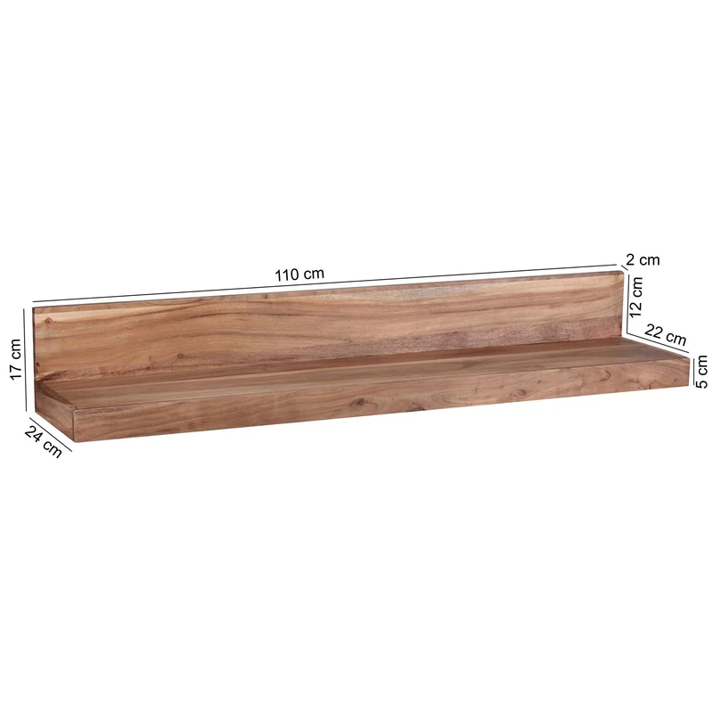 Wandregal Mumbai 110cm Akazie Massivholz Landhausstil Naturprodukt