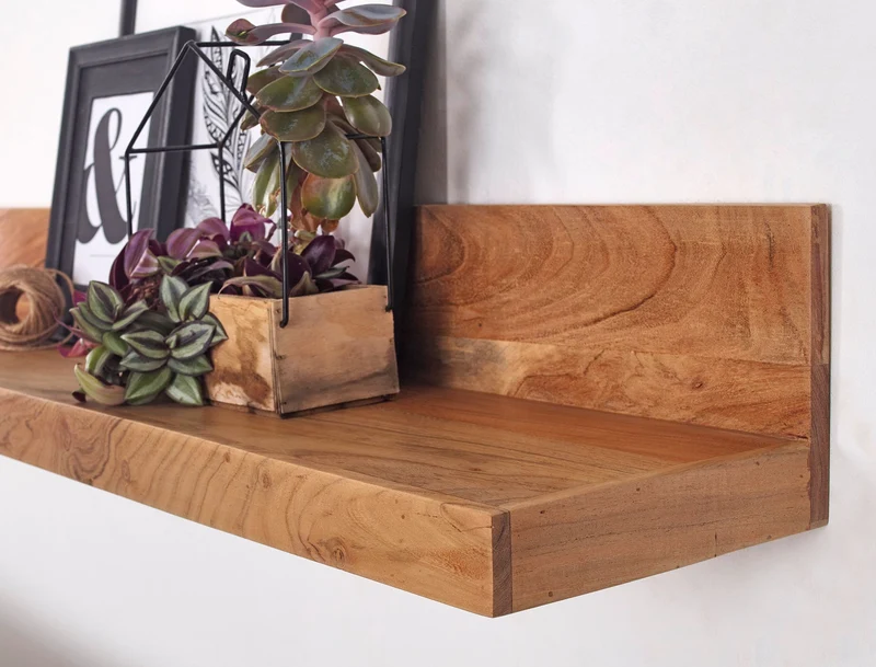 Wandregal Mumbai 110cm Akazie Massivholz Landhausstil Naturprodukt