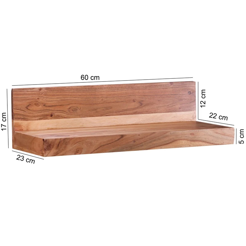 Wandregal Mumbai 60cm Akazie Massivholz Landhausstil Naturprodukt