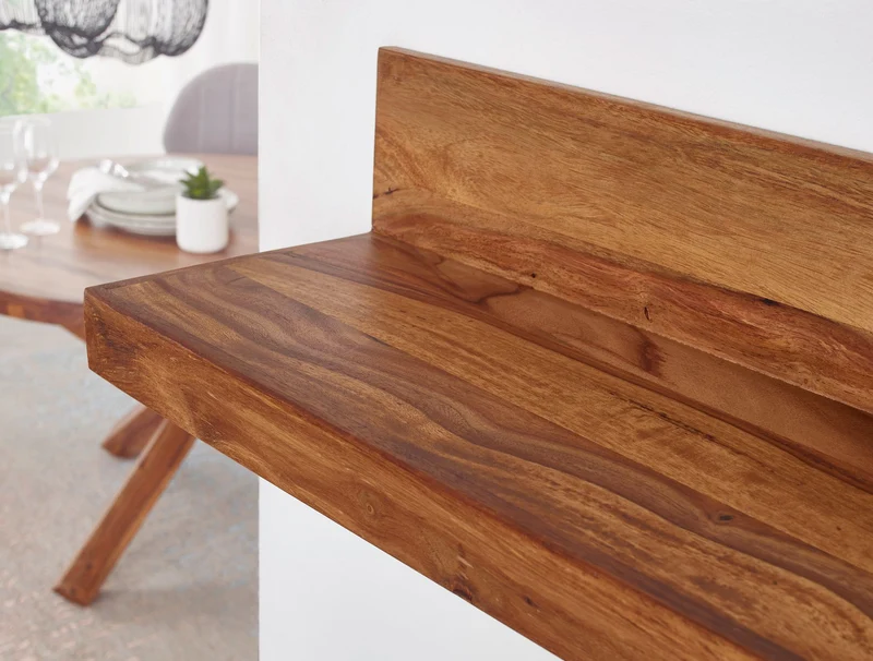 Wandregal Mumbai 60cm Sheesham Massivholz Landhausstil Natur