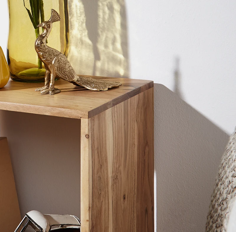 Regal Mumbai Massivholz Akazie 43,5cm Cube Landhaus-Stil Naturprodukt