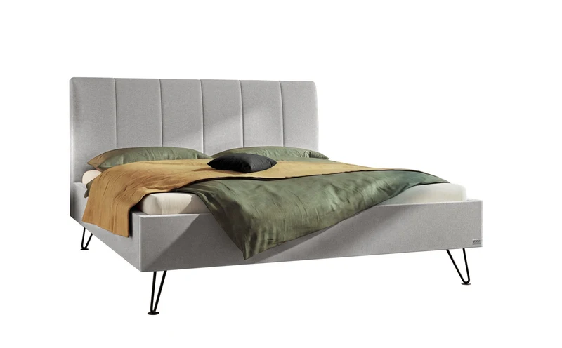 Hasena Polsterbett Noelia Pace Light Grey mit schwarzem Metallgestell