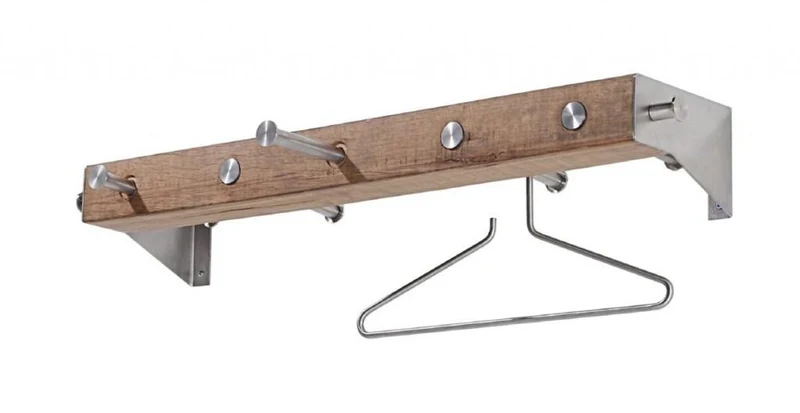 Design Wandgarderobe KLOS 2 Edelstahl Eiche