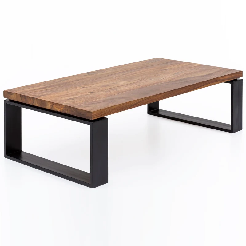 Couchtisch WL5.650 Sheesham 115x35x60cm Massivholz Metallgestell Braun
