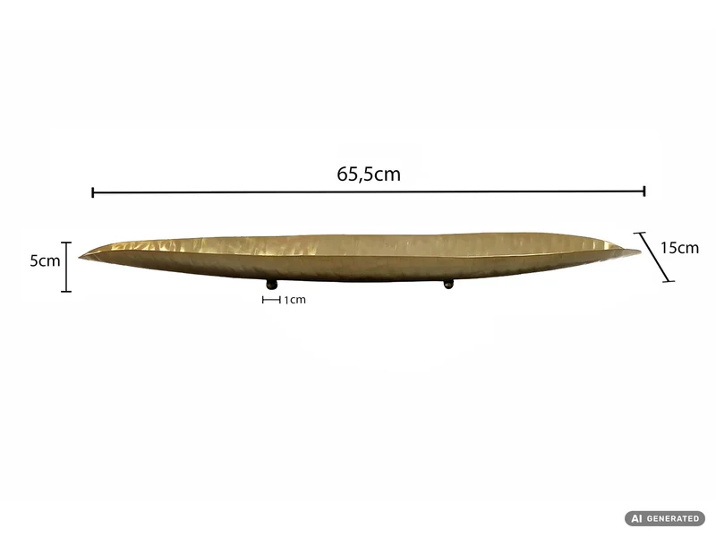 Dekoschale Gold Oval 65,5 cm mit Standbeinen für Wohnzimmer & Flur