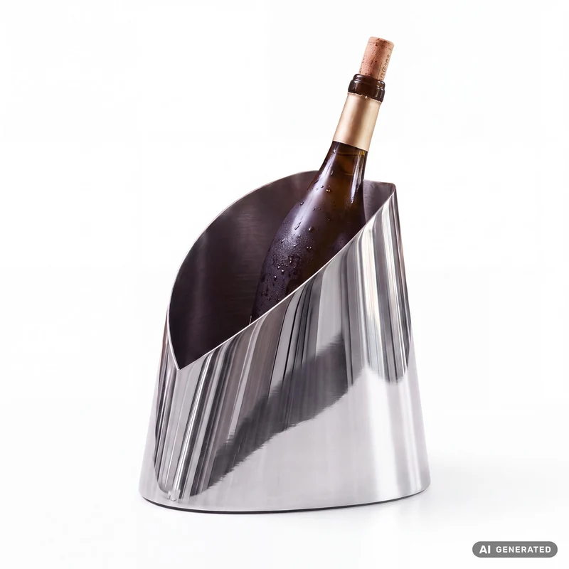 Flaschenkühler Oval Silber 24,5 cm - Wein- & Sektkühler aus Stahl