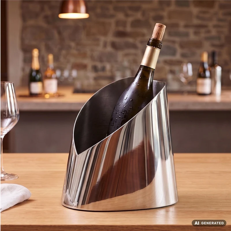 Flaschenkühler Oval Silber 24,5 cm - Wein- & Sektkühler aus Stahl