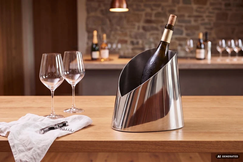 Flaschenkühler Oval Silber 24,5 cm - Wein- & Sektkühler aus Stahl