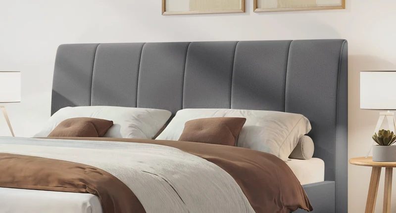 Hasena Polsterbett Renata in Eiche bright mit Bezug Pace grey