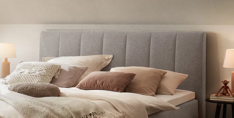 Hasena Boxspringbett Donna Light Grey mit Topper und Metallfüßen schwarz