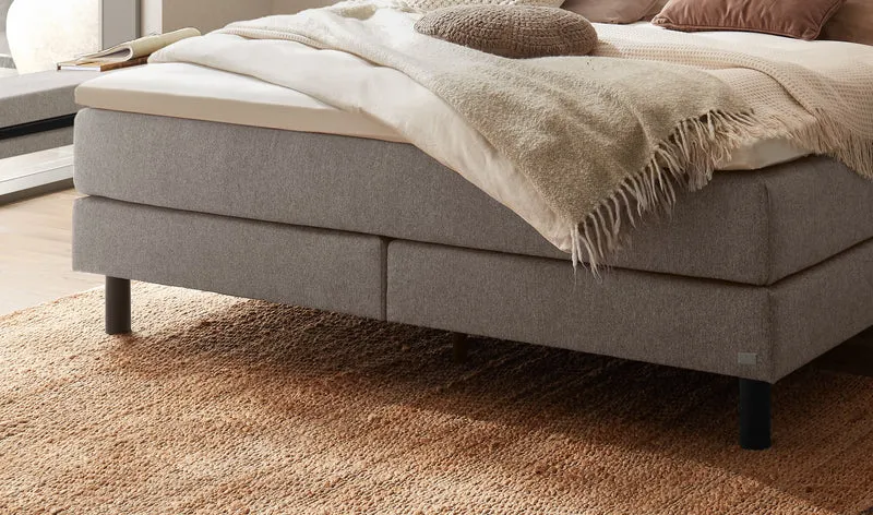 Hasena Boxspringbett Donna Light Grey mit Topper und Metallfüßen schwarz