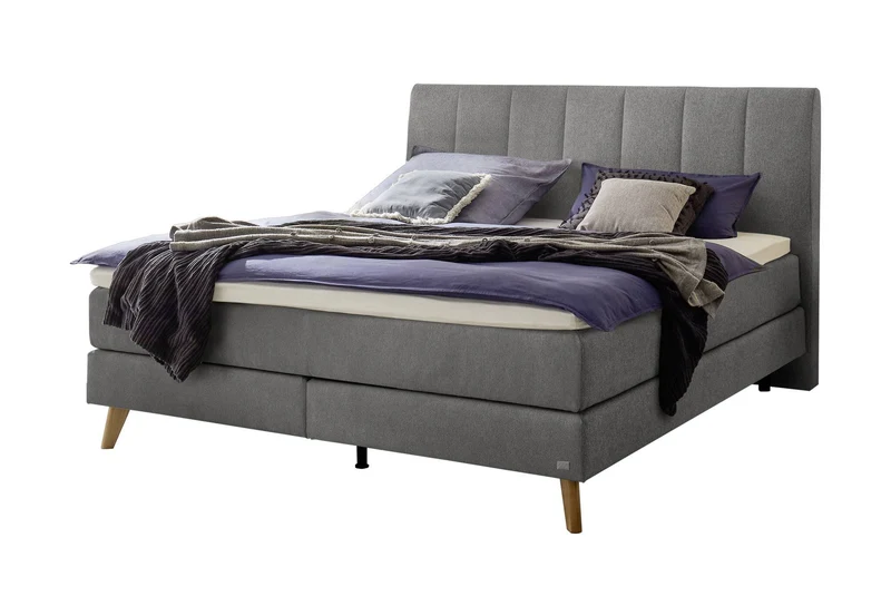 Hasena Boxspringbett Fernanda in Eiche bright mit Bezug Pace Grey