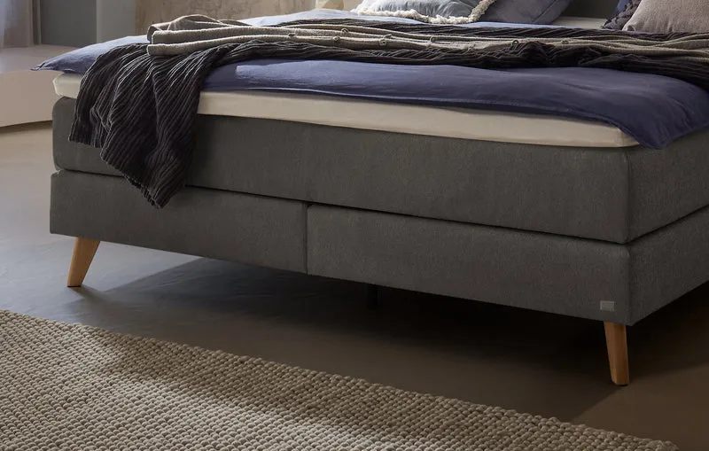 Hasena Boxspringbett Fernanda in Eiche bright mit Bezug Pace Grey