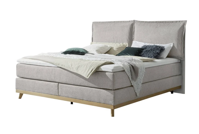 Hasena Boxspringbett Imelda Eiche bright mit Bezug Pace Light Grey