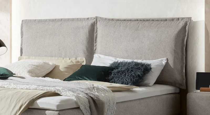 Hasena Boxspringbett Imelda Eiche bright mit Bezug Pace Light Grey