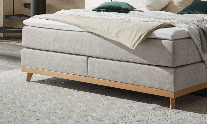Hasena Boxspringbett Imelda Eiche bright mit Bezug Pace Light Grey