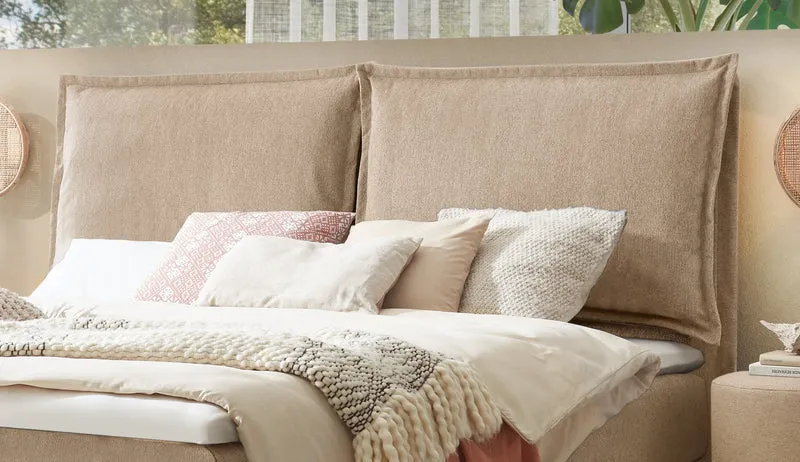 Hasena Boxspringbett Zamora aus Eiche Massivholz mit Bezug Pace sand