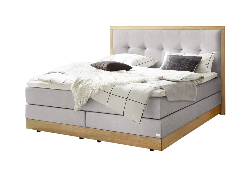 Hasena Alba Boxspringbett mit Stauraum, Eiche bright, Topper wählbar
