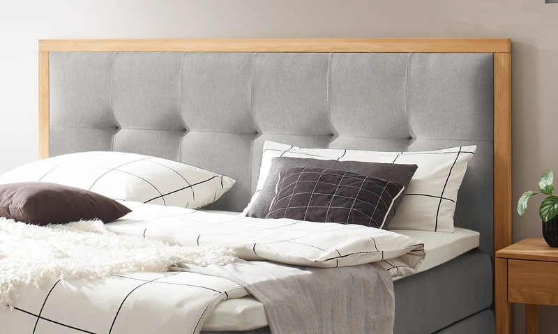 Hasena Alba Boxspringbett mit Stauraum, Eiche bright, Topper wählbar