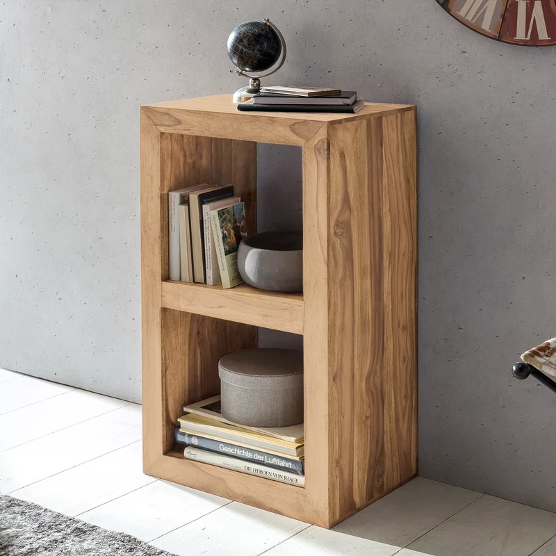 Regal Mumbai 88cm Massivholz Akazie 2 Böden Landhausstil Naturprodukt