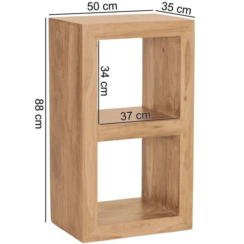 Regal Mumbai 88cm Massivholz Akazie 2 Böden Landhausstil Naturprodukt