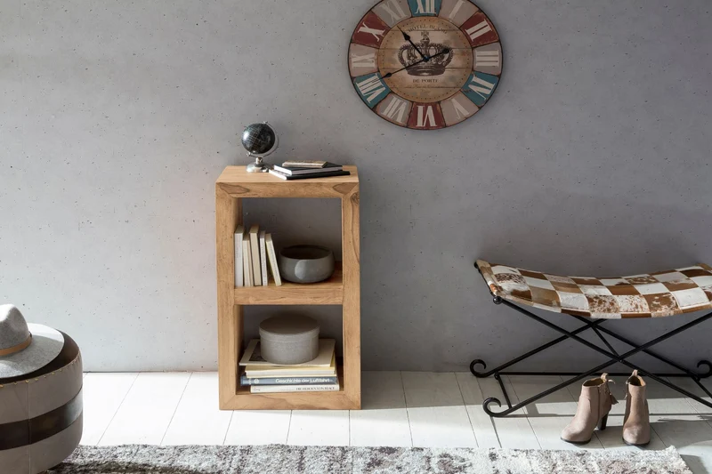 Regal Mumbai 88cm Massivholz Akazie 2 Böden Landhausstil Naturprodukt