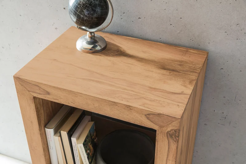 Regal Mumbai 88cm Massivholz Akazie 2 Böden Landhausstil Naturprodukt