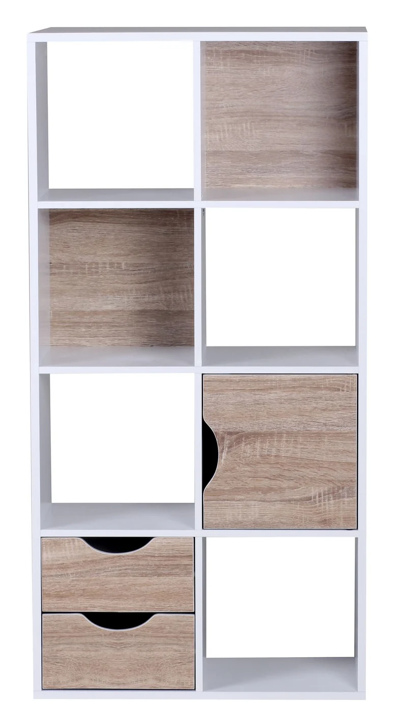 Bücherregal MASSA 60x120x29cm Weiß Sonoma Eiche mit Schubladen Tür