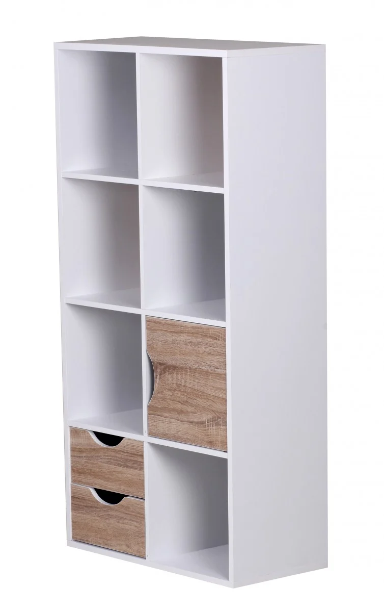 Bücherregal MASSA 60x120x29cm Weiß Sonoma Eiche mit Schubladen Tür