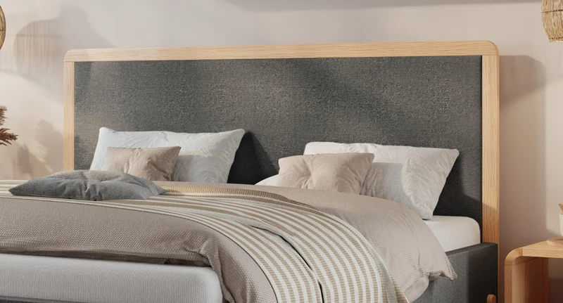Hasena Polsterbett Aurelia mit Eiche-Massivholz-Füßen, Bezug Pace grey