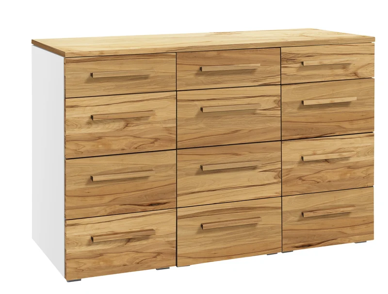 Hasena Selezione Trequatri Kommode Weiß mit Wildbuche-Front, 12 Schubladen