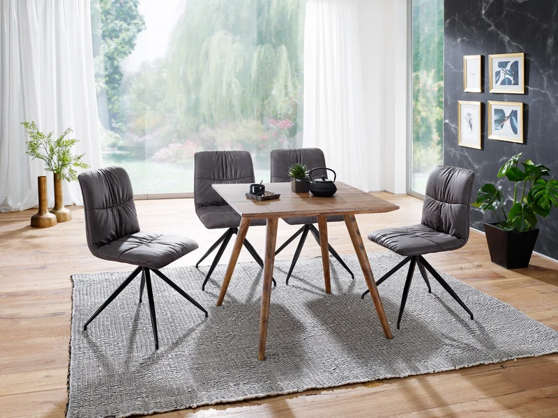 Esszimmertisch REPA 80x80cm Sheesham Massivholz Landhausstil quadratisch