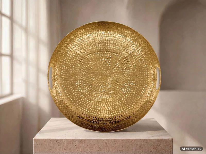 Obstschale Gold 38 cm – Deko-Schale aus Aluminium im Hammerschlag-Look