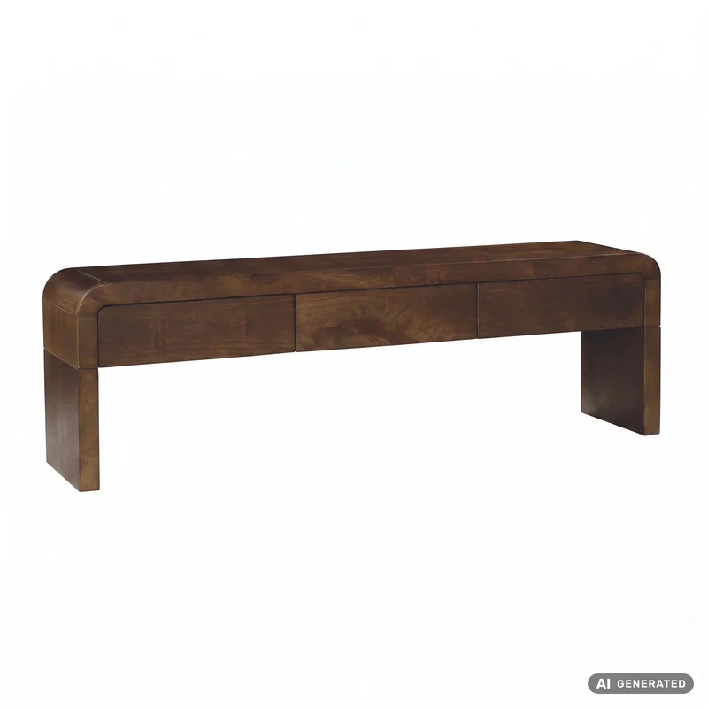 Lowboard Mango Massivholz 160 cm mit 3 Schubladen, grifflos