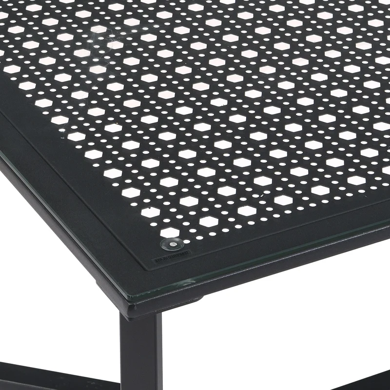 Couchtisch Schwarz 100 cm Glas & Metall im Industrial-Design
