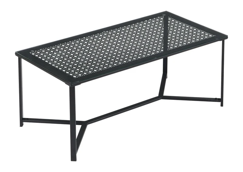 Couchtisch Schwarz 100 cm Glas & Metall im Industrial-Design